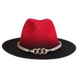 Maxbell Fashion Fedora Hat Cowgirl Trilby Hat Jazz Hat Performance Supplies Party Red and Black