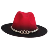 Maxbell Fashion Fedora Hat Cowgirl Trilby Hat Jazz Hat Performance Supplies Party Red and Black