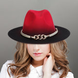 Maxbell Fashion Fedora Hat Cowgirl Trilby Hat Jazz Hat Performance Supplies Party Red and Black