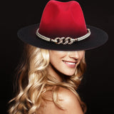 Maxbell Fashion Fedora Hat Cowgirl Trilby Hat Jazz Hat Performance Supplies Party Red and Black