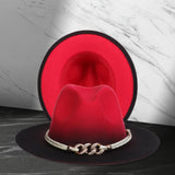 Maxbell Fashion Fedora Hat Cowgirl Trilby Hat Jazz Hat Performance Supplies Party Red and Black