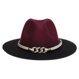 Maxbell Fashion Fedora Hat Cowgirl Trilby Hat Jazz Hat Performance Supplies Party Dark Red and Black