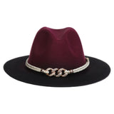 Maxbell Fashion Fedora Hat Cowgirl Trilby Hat Jazz Hat Performance Supplies Party Dark Red and Black