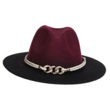 Maxbell Fashion Fedora Hat Cowgirl Trilby Hat Jazz Hat Performance Supplies Party Dark Red and Black