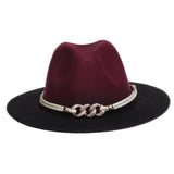 Maxbell Fashion Fedora Hat Cowgirl Trilby Hat Jazz Hat Performance Supplies Party Dark Red and Black