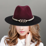 Maxbell Fashion Fedora Hat Cowgirl Trilby Hat Jazz Hat Performance Supplies Party Dark Red and Black