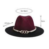 Maxbell Fashion Fedora Hat Cowgirl Trilby Hat Jazz Hat Performance Supplies Party Dark Red and Black