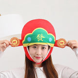 Maxbell God of Wealth Plush Hat Traditional Chinese Photo Prop for Cosplay Festival