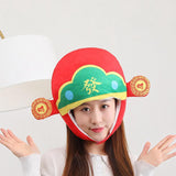 Maxbell God of Wealth Plush Hat Traditional Chinese Photo Prop for Cosplay Festival