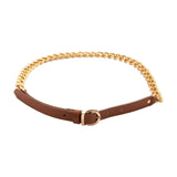 Maxbell Women Waist Belt Metal Chain PU Leather for Boys Girls Club Bar Cosplay Brown