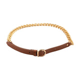 Maxbell Women Waist Belt Metal Chain PU Leather for Boys Girls Club Bar Cosplay Brown