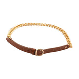 Maxbell Women Waist Belt Metal Chain PU Leather for Boys Girls Club Bar Cosplay Brown