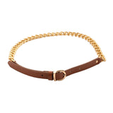 Maxbell Women Waist Belt Metal Chain PU Leather for Boys Girls Club Bar Cosplay Brown