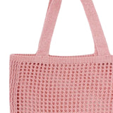 Maxbell Womens Crochet Shoulder Bag Hollow Shopping Bags Handbag Purse Travel Bag Pink