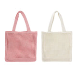 Maxbell Womens Crochet Shoulder Bag Hollow Shopping Bags Handbag Purse Travel Bag Pink