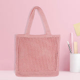 Maxbell Womens Crochet Shoulder Bag Hollow Shopping Bags Handbag Purse Travel Bag Pink