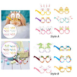 Maxbell 6 Pieces Easter Glasses Frame Easter Bunny Ears Eggs Eyeglasses Photo Prop Style A