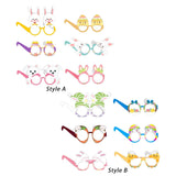 Maxbell 6 Pieces Easter Glasses Frame Easter Bunny Ears Eggs Eyeglasses Photo Prop Style A