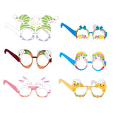 Maxbell 6 Pieces Easter Glasses Frame Easter Bunny Ears Eggs Eyeglasses Photo Prop Style B