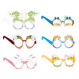 Maxbell 6 Pieces Easter Glasses Frame Easter Bunny Ears Eggs Eyeglasses Photo Prop Style B