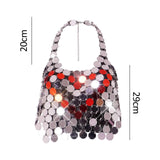 Maxbell Metal Sequins Tank Top Backless Womens Halter Vest for Club Festival Beach