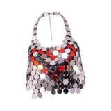 Maxbell Metal Sequins Tank Top Backless Womens Halter Vest for Club Festival Beach