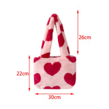 Maxbell Heart Plush Tote Cute Shoulder Bag Furry Purse for Women Ladies Girls Pink