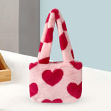 Maxbell Heart Plush Tote Cute Shoulder Bag Furry Purse for Women Ladies Girls Pink