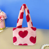 Maxbell Heart Plush Tote Cute Shoulder Bag Furry Purse for Women Ladies Girls Pink