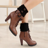 Maxbell Leg Warmers Knitted Winter Warm Fashion Toppers Stockings Womens Boot Cuffs black