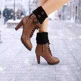 Maxbell Leg Warmers Knitted Winter Warm Fashion Toppers Stockings Womens Boot Cuffs black