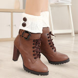 Maxbell Leg Warmers Knitted Winter Warm Fashion Toppers Stockings Womens Boot Cuffs white