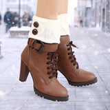 Maxbell Leg Warmers Knitted Winter Warm Fashion Toppers Stockings Womens Boot Cuffs white