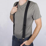 Maxbell Casual Men Suspenders Elastic Straps Comfortable Trousers Suspender Adults Black