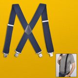 Maxbell Casual Men Suspenders Elastic Straps Comfortable Trousers Suspender Adults Dark Blue