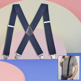 Maxbell Casual Men Suspenders Elastic Straps Comfortable Trousers Suspender Adults Dark Blue