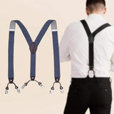 Maxbell Fashion Mens Suspender Elastic Straps Heavy Duty 6 Clips Back Belt Adults