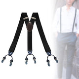 Maxbell Casual Men Women Suspenders Clip Buttons Back Belt Unisex Adults Heavy Duty Black