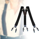 Maxbell Casual Men Women Suspenders Clip Buttons Back Belt Unisex Adults Heavy Duty Black