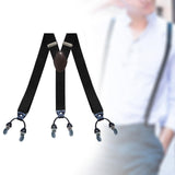 Maxbell Casual Men Women Suspenders Clip Buttons Back Belt Unisex Adults Heavy Duty Black