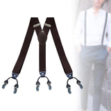 Maxbell Casual Men Women Suspenders Clip Buttons Back Belt Unisex Adults Heavy Duty Brown