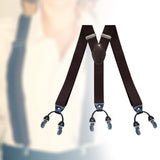 Maxbell Casual Men Women Suspenders Clip Buttons Back Belt Unisex Adults Heavy Duty Brown