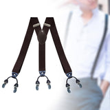 Maxbell Casual Men Women Suspenders Clip Buttons Back Belt Unisex Adults Heavy Duty Brown