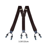 Maxbell Casual Men Women Suspenders Clip Buttons Back Belt Unisex Adults Heavy Duty Brown