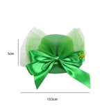 Maxbell Hat Shaped Hair Clip St Patrick's Day Barrettes Girls Teens Mesh Bow Tie