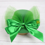 Maxbell Hat Shaped Hair Clip St Patrick's Day Barrettes Girls Teens Mesh Bow Tie