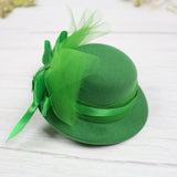 Maxbell Hat Shaped Hair Clip St Patrick's Day Barrettes Girls Teens Mesh Bow Tie