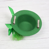 Maxbell Hat Shaped Hair Clip St Patrick's Day Barrettes Girls Teens Mesh Bow Tie