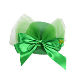 Maxbell Hat Shaped Hair Clip St Patrick's Day Barrettes Girls Teens Mesh Bow Tie