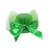 Maxbell Hat Shaped Hair Clip St Patrick's Day Barrettes Girls Teens Mesh Bow Tie